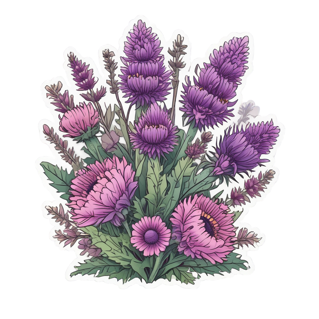 Thistle and Heather — wildflowers stickers