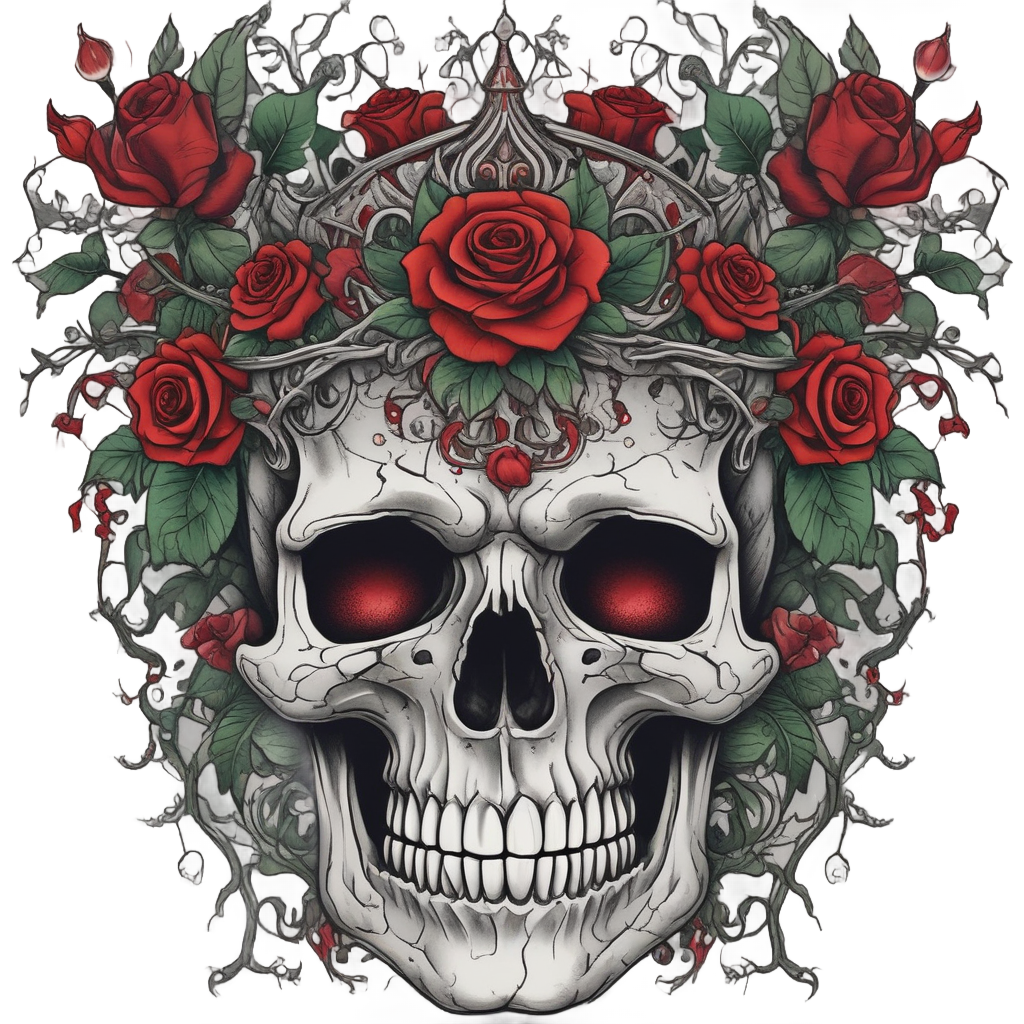 thorned skull bouquet — watercolor skull & roses stickers