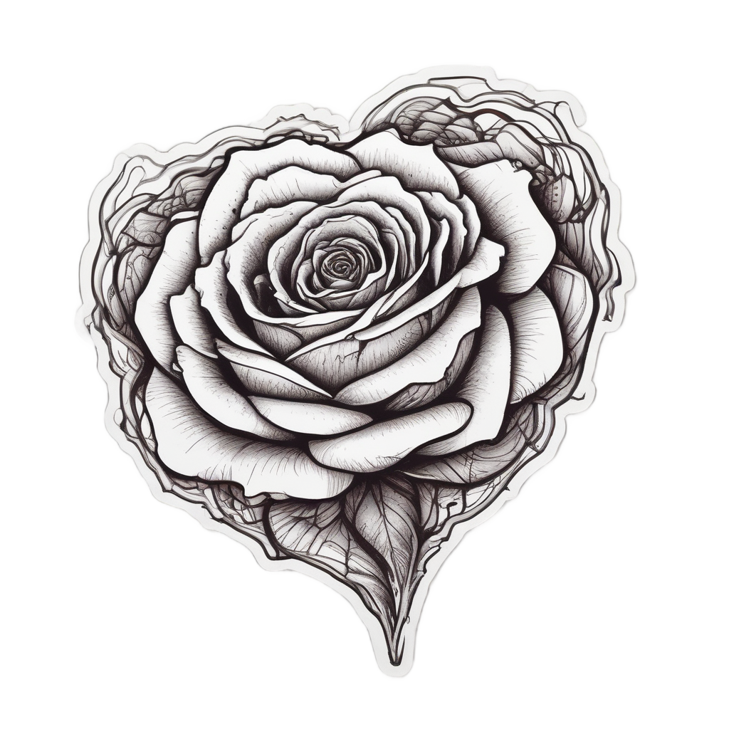 Thorny Heart Rose — fine-line flash stickers