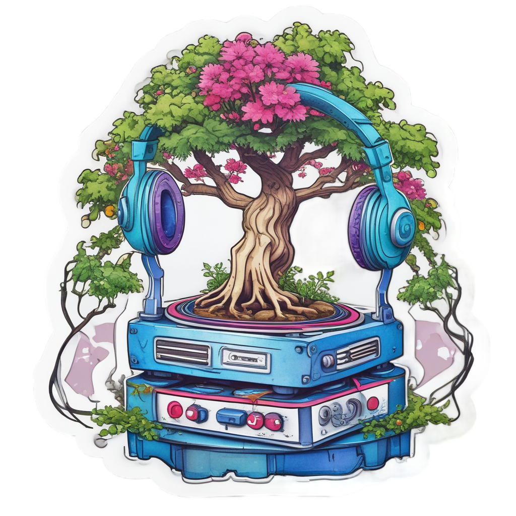 Tiny DJ Bonsai — plant parent stickers