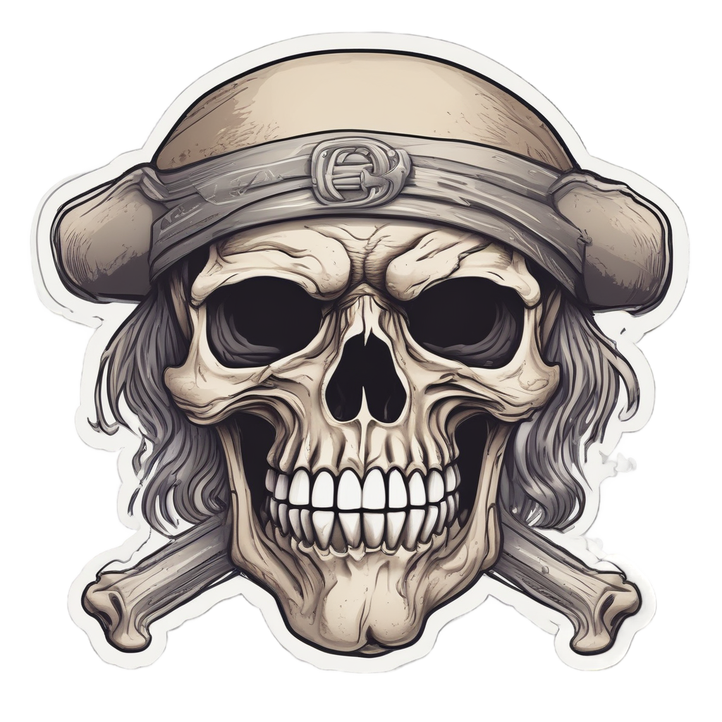 Tired Skull With Eye Bags — skull & crossbones stickers