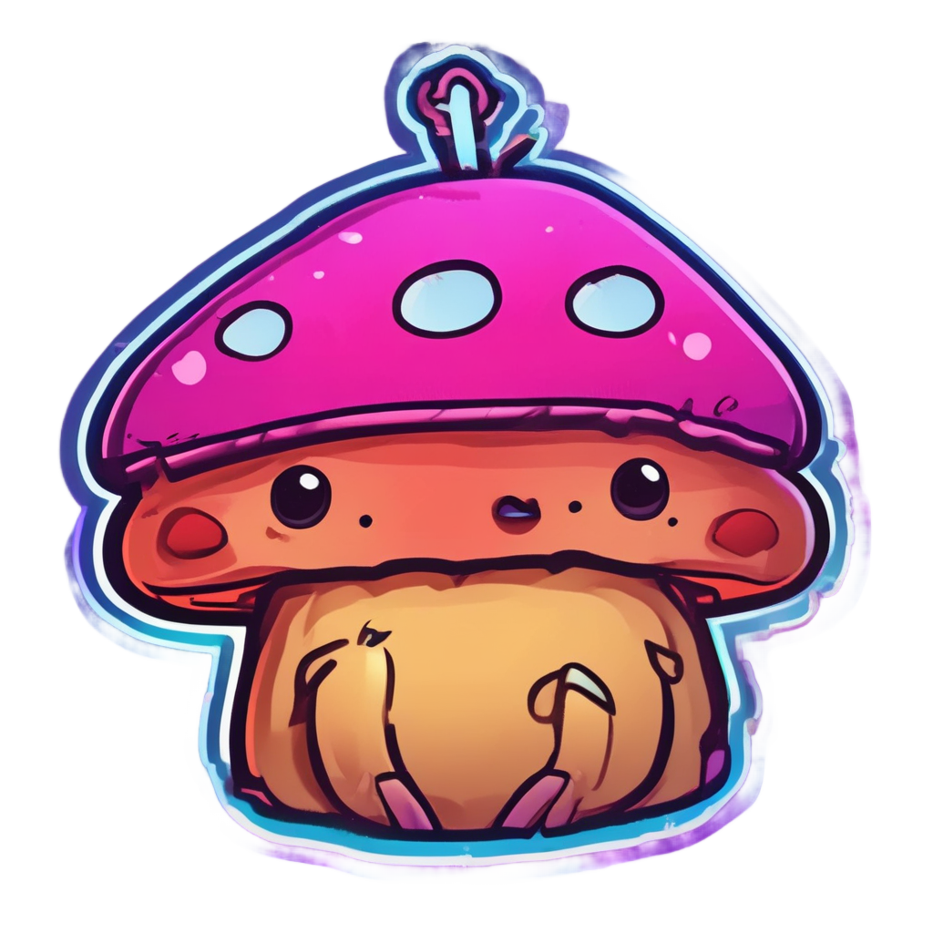 Toadstool with Neon Crown — cottagecore mushrooms stickers