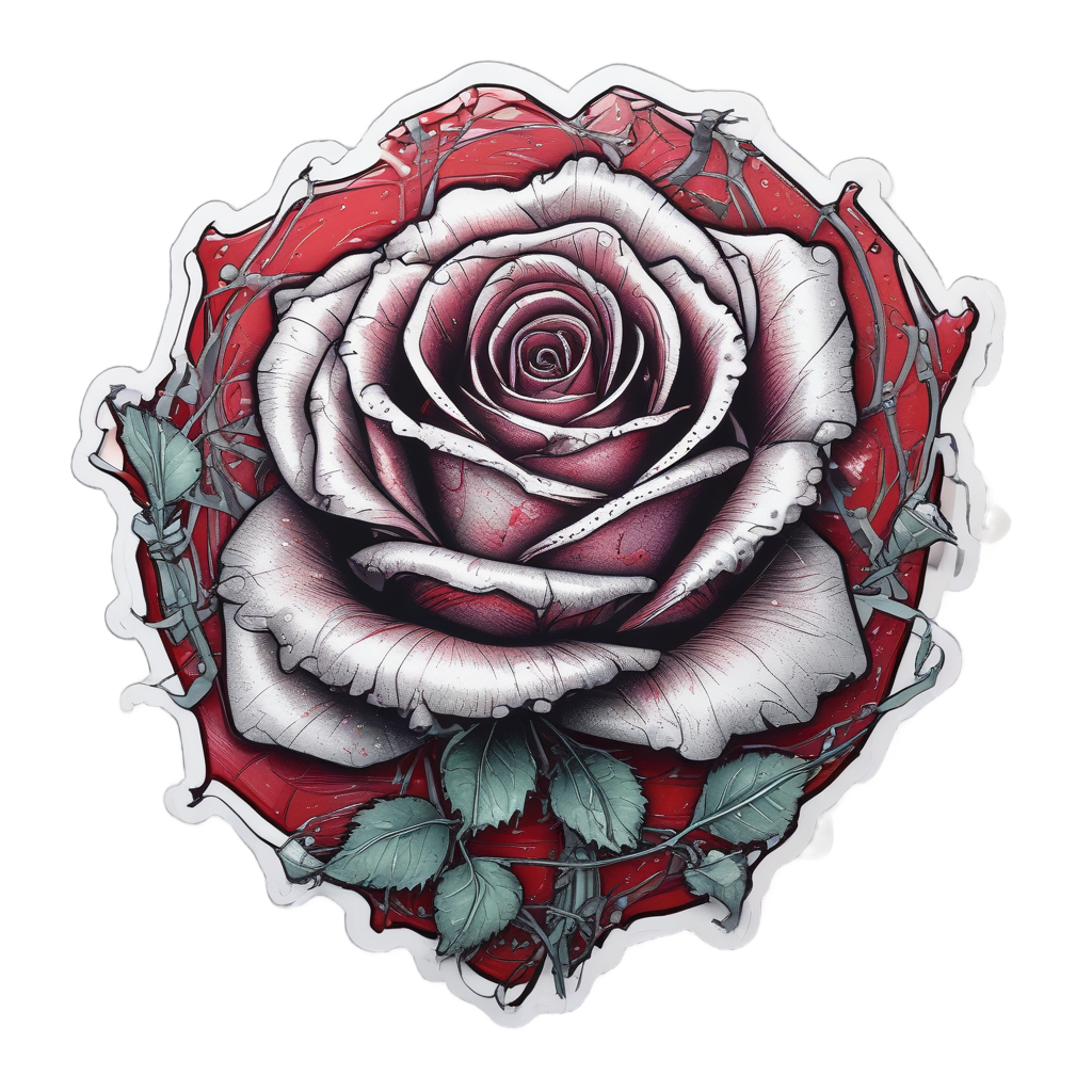 Torn Rose in Wire — barbed wire stickers