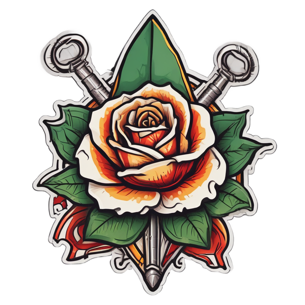 Traditional Dagger Rose — single stem stickers