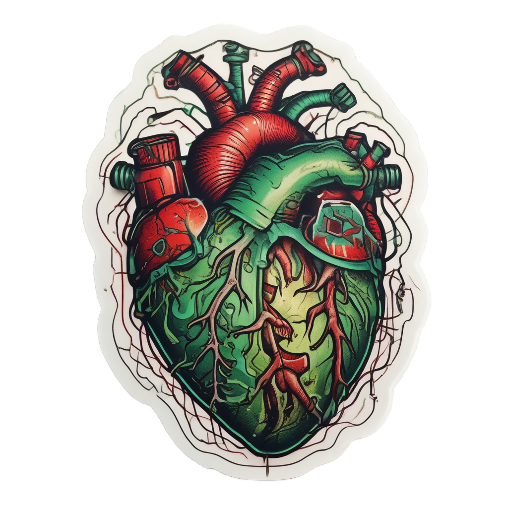 Trefoil Heart Pulse — radioactive stickers