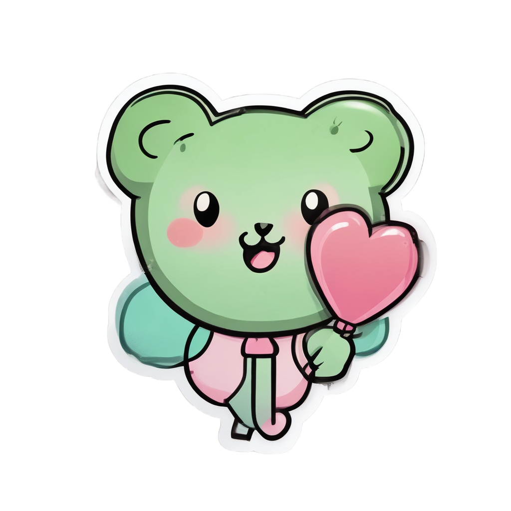 Trefoil with Heart Balloon — radioactive stickers