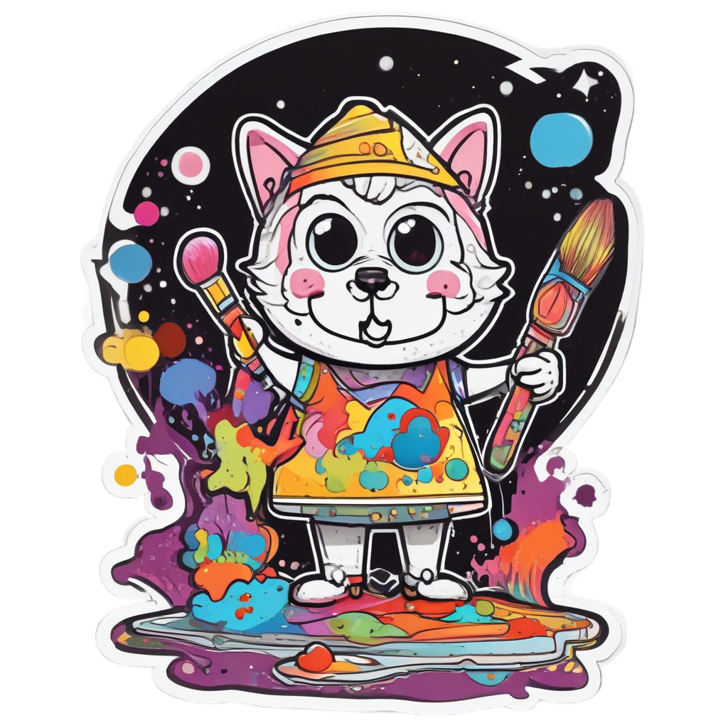 Triangle Artist with Palette — warning signage stickers