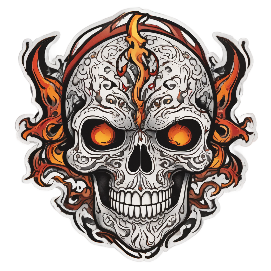 Tribal Flame Skull — skull & crossbones stickers