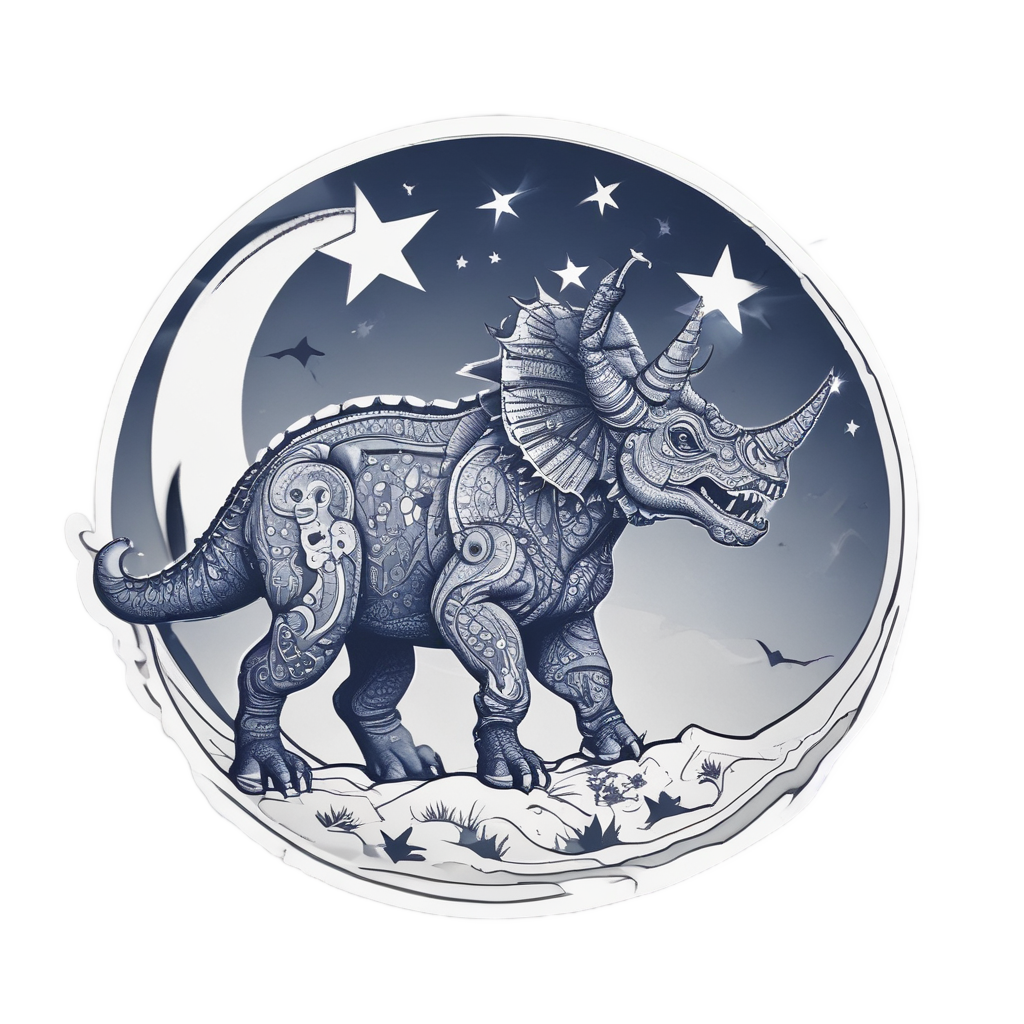 Triceratops and Moon — dinosaurs stickers