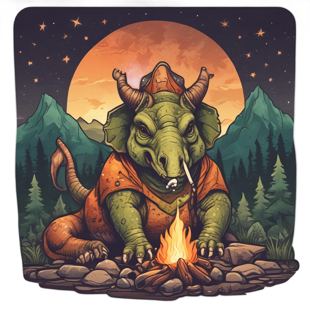 Triceratops Camping Retro — dinosaurs stickers