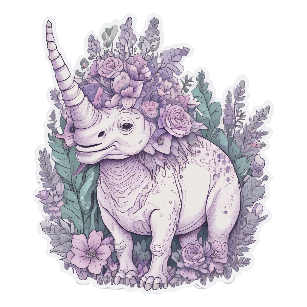 Triceratops with Flower Crown — dinosaurs stickers