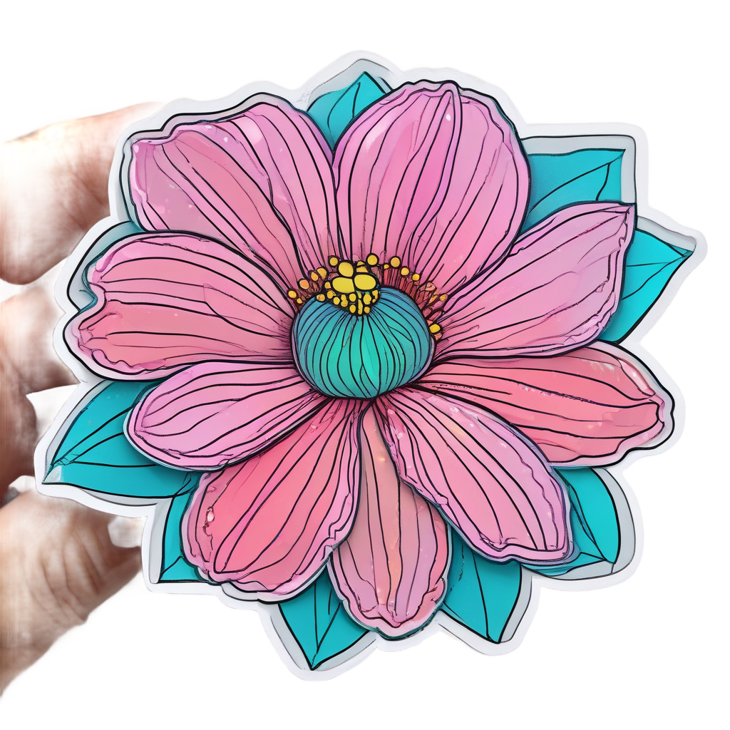 Tropical Bloom Wave — line botanical stickers