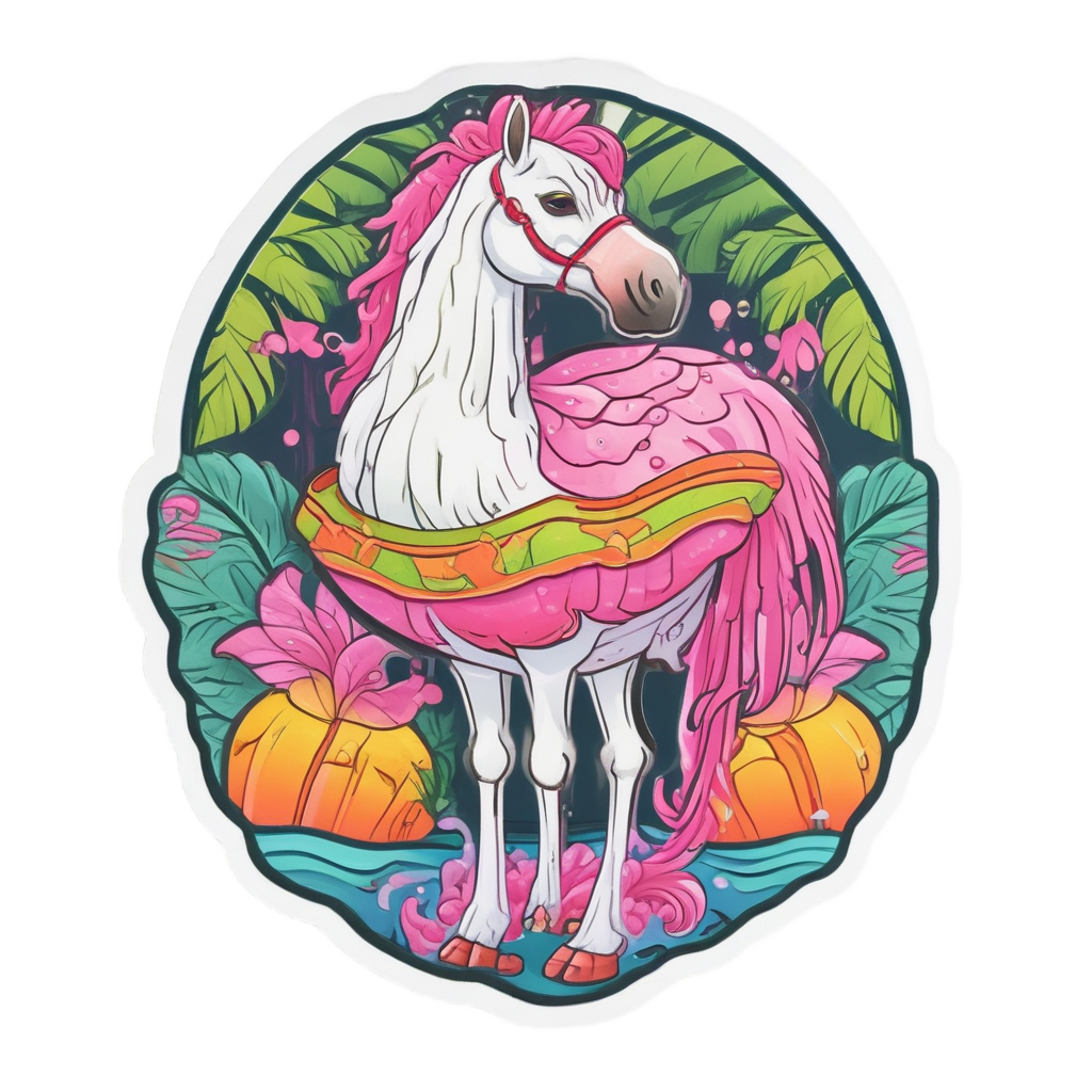 Tropical Flamingo Pony — farm nursery stickers