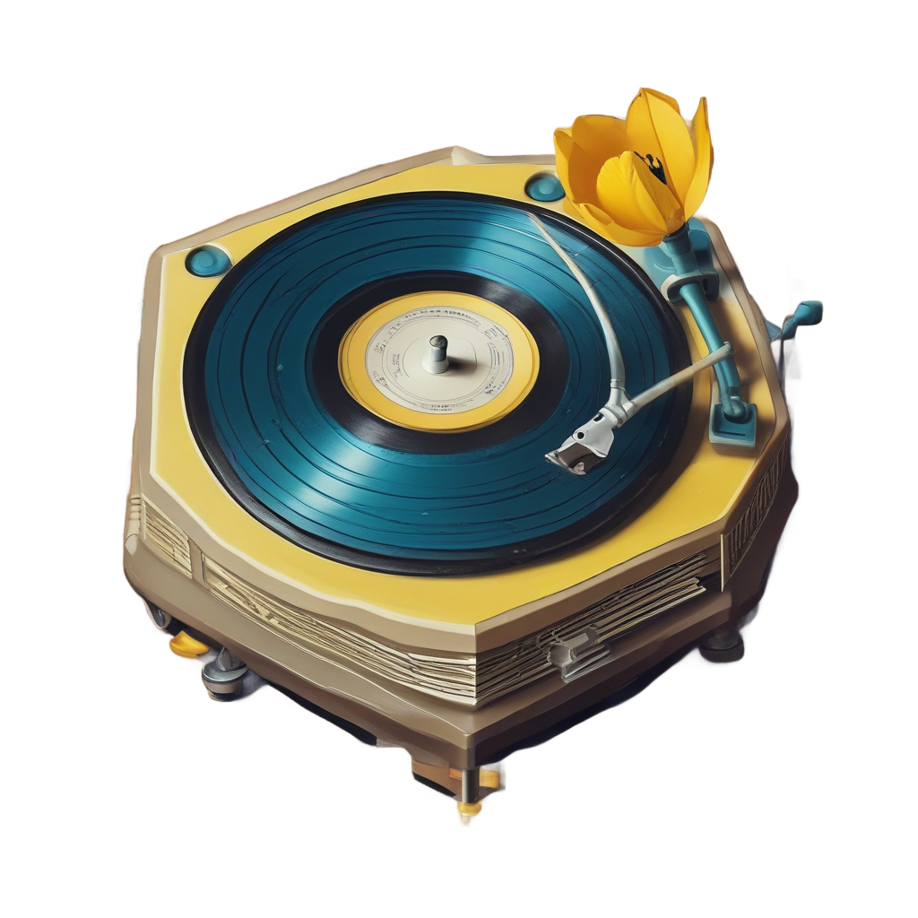 Tulip and Vinyl Record — single stem stickers
