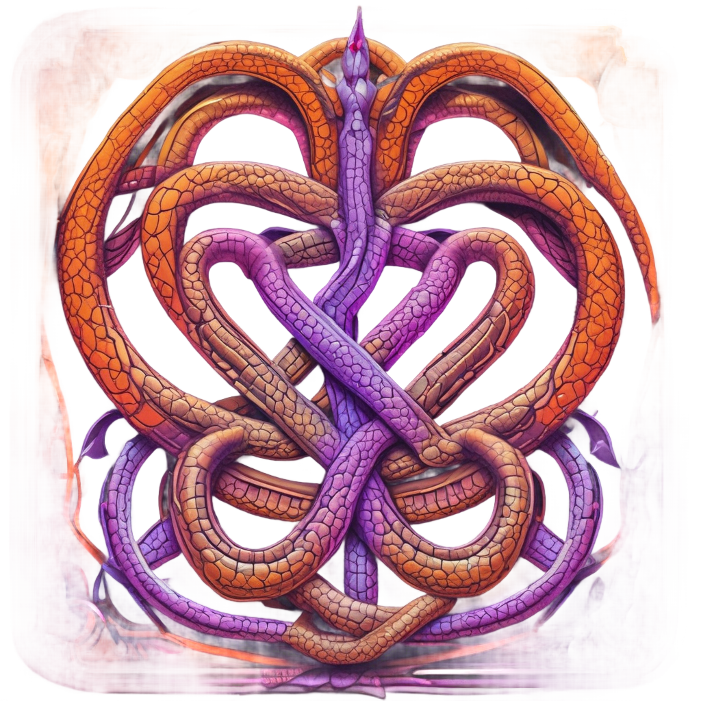 Twin Flame Serpents Knot — fine-line flash stickers