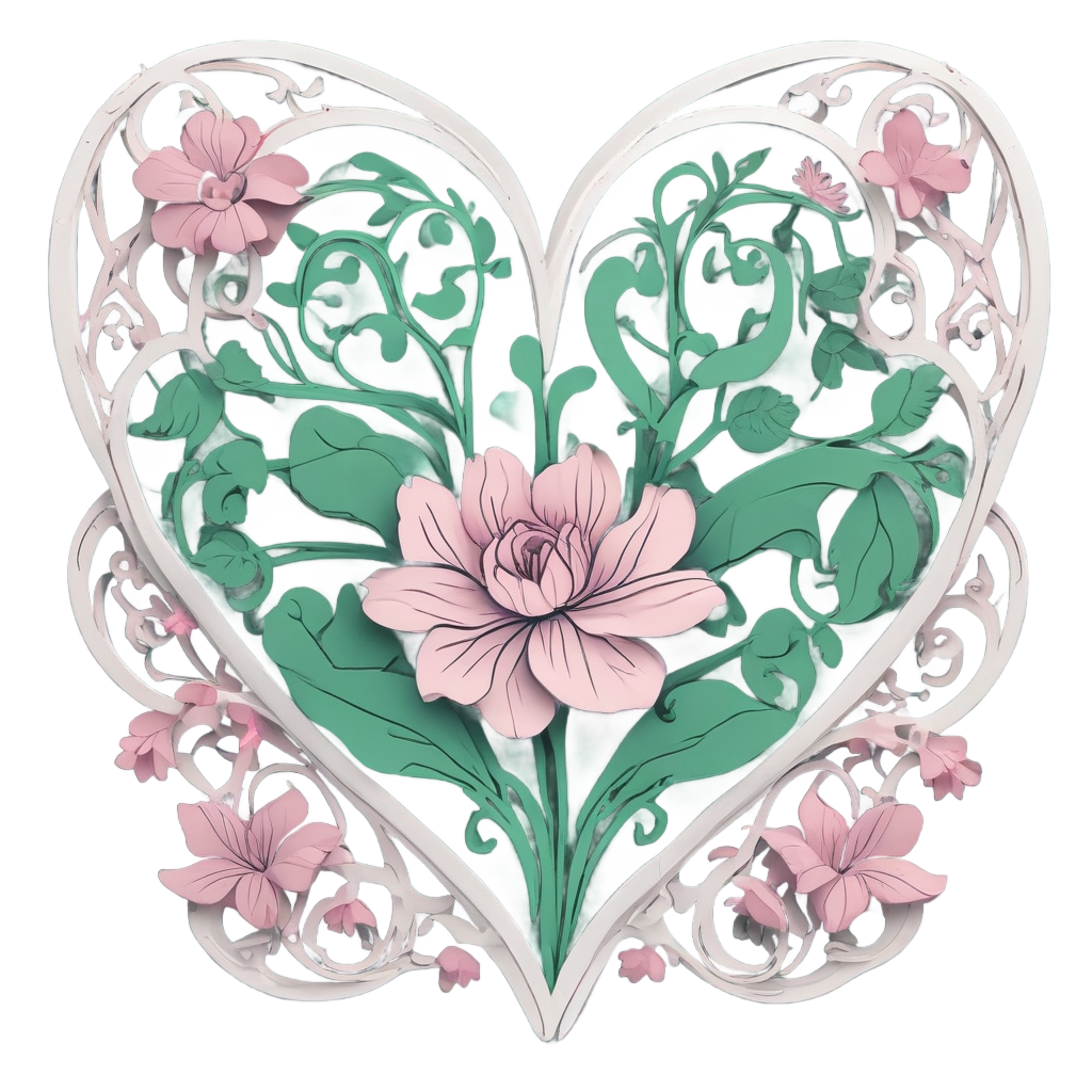Twisted Vine Heart — line botanical stickers
