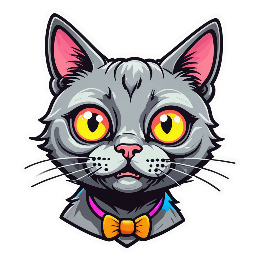 Derp Cat (neon) — ugly-cute stickers