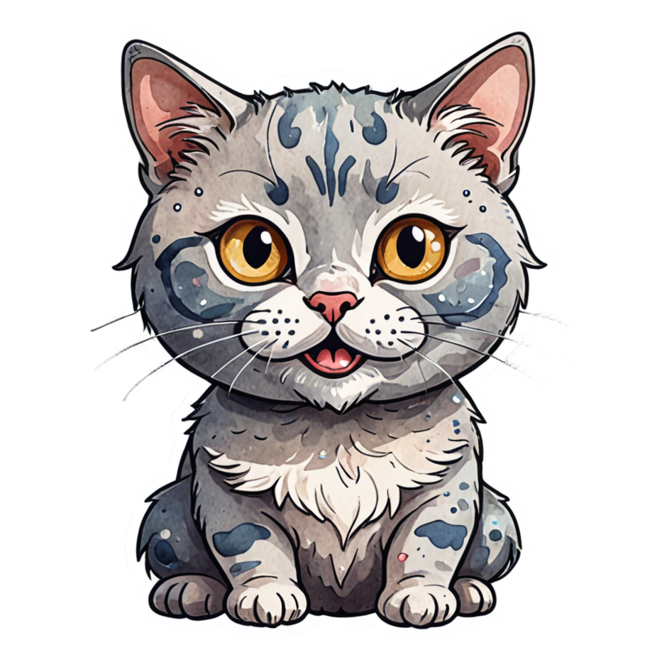 Derp Cat (watercolor) — ugly-cute stickers