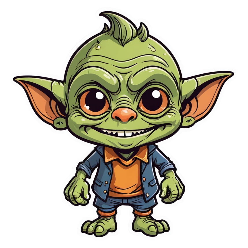 Cutie Goblin (lineart) — ugly-cute stickers