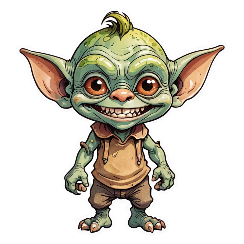 Cutie Goblin (watercolor) — ugly-cute stickers