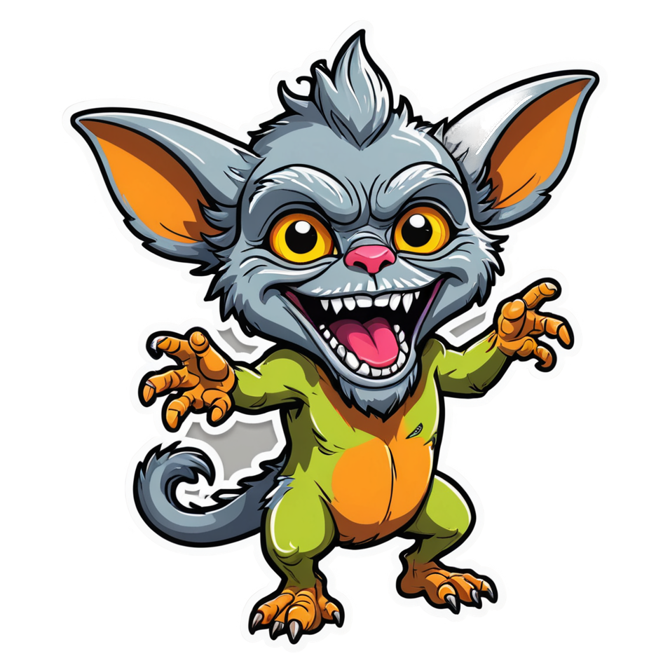 Pocket Gremlin (neon) — ugly-cute stickers