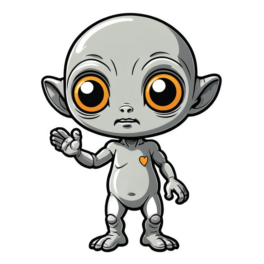 Lil Alien (lineart) — ugly-cute stickers