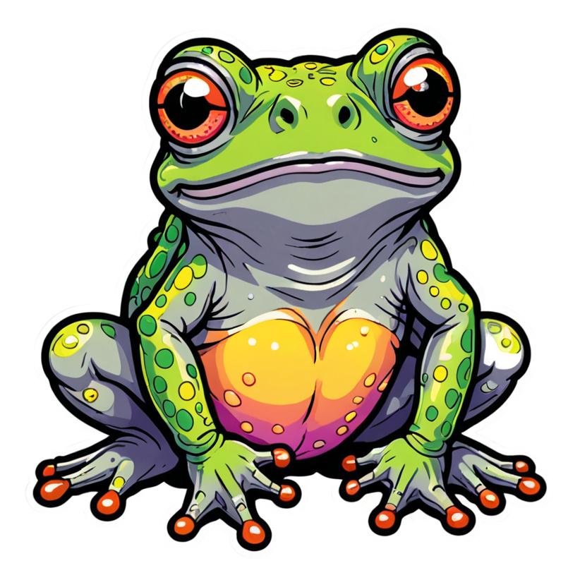 Lumpy Toad (neon) — ugly-cute stickers