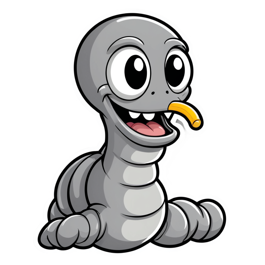 Silly Worm (lineart) — ugly-cute stickers