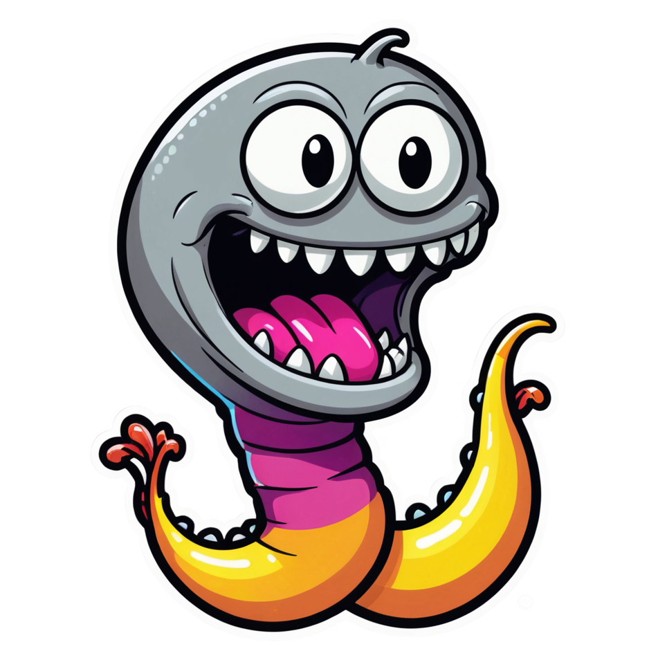 Silly Worm (neon) — ugly-cute stickers