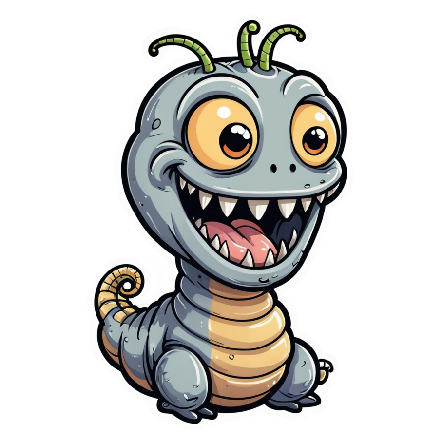 Silly Worm (watercolor) — ugly-cute stickers