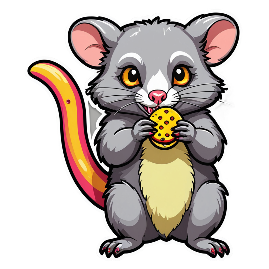 Trash Possum (neon) — ugly-cute stickers