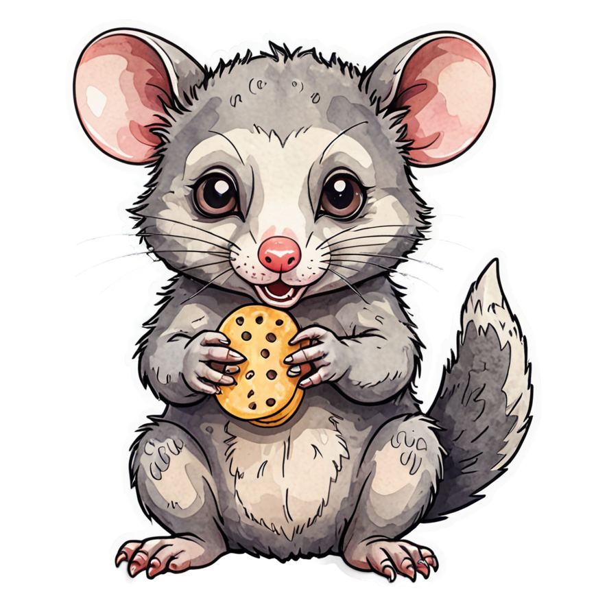 Trash Possum (watercolor) — ugly-cute stickers