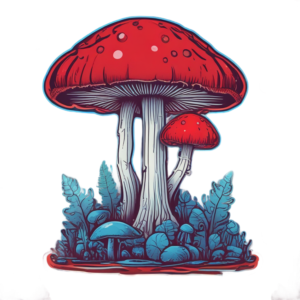 Underglow Neon Toadstool — cottagecore mushrooms stickers