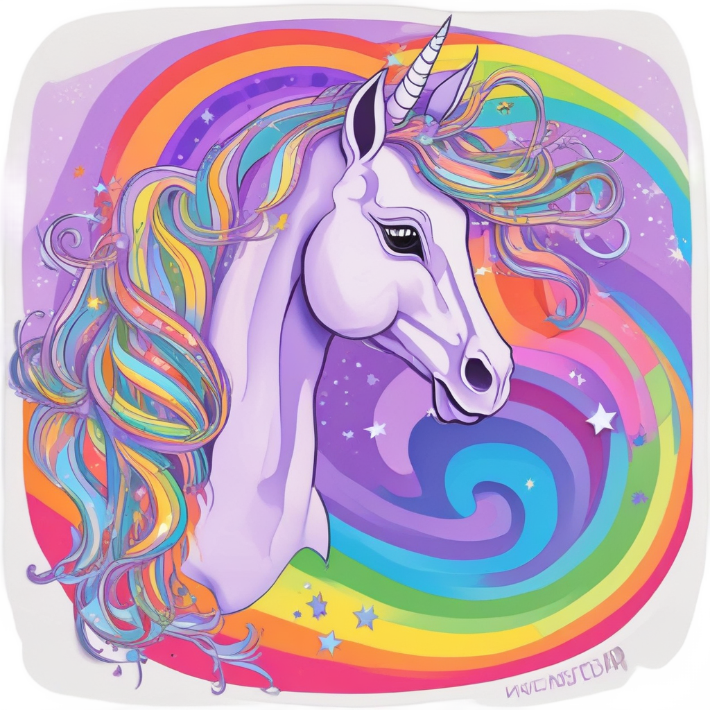 Unicorn Retro Rainbow — farm animals stickers