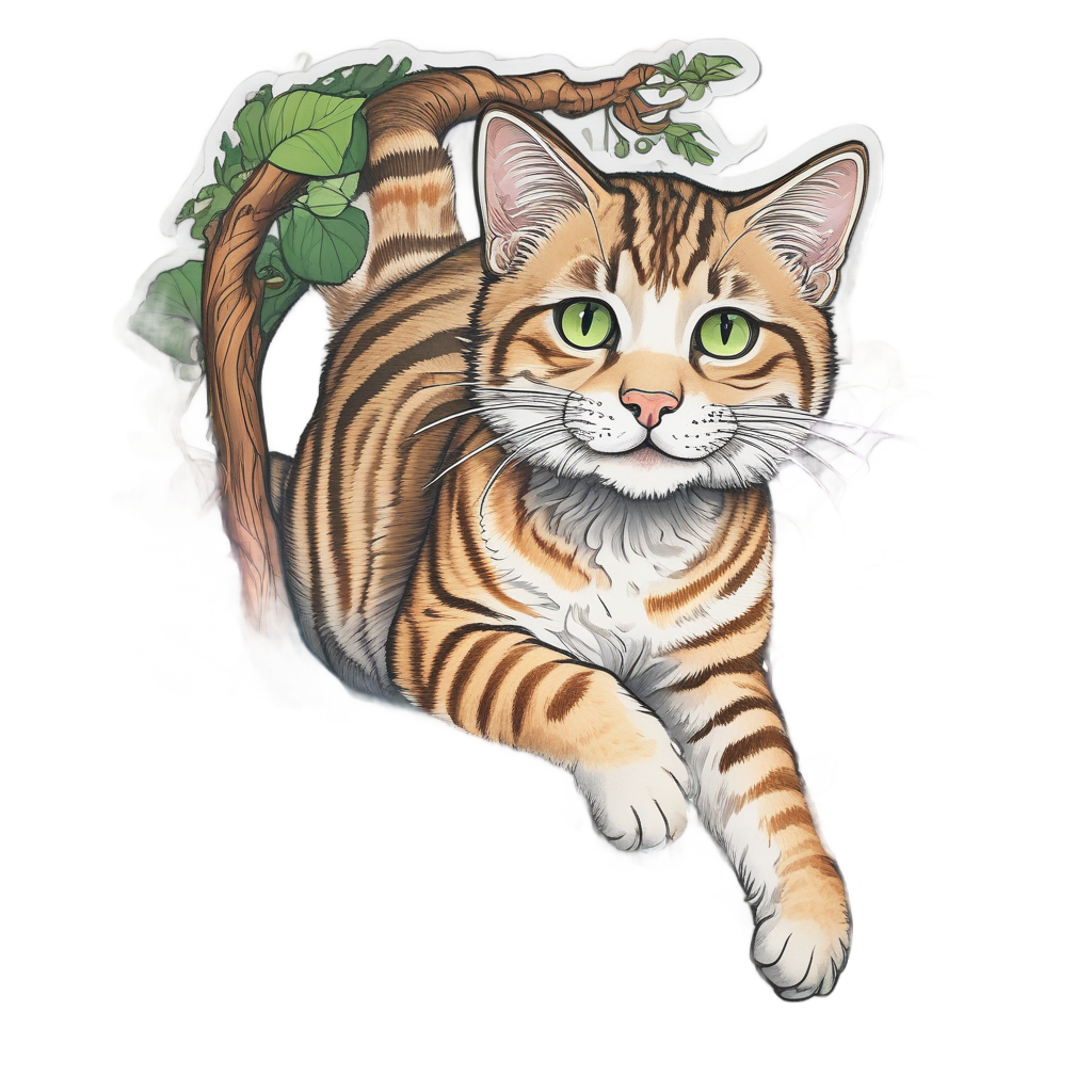 Upside Down Tabby Charm — cats stickers