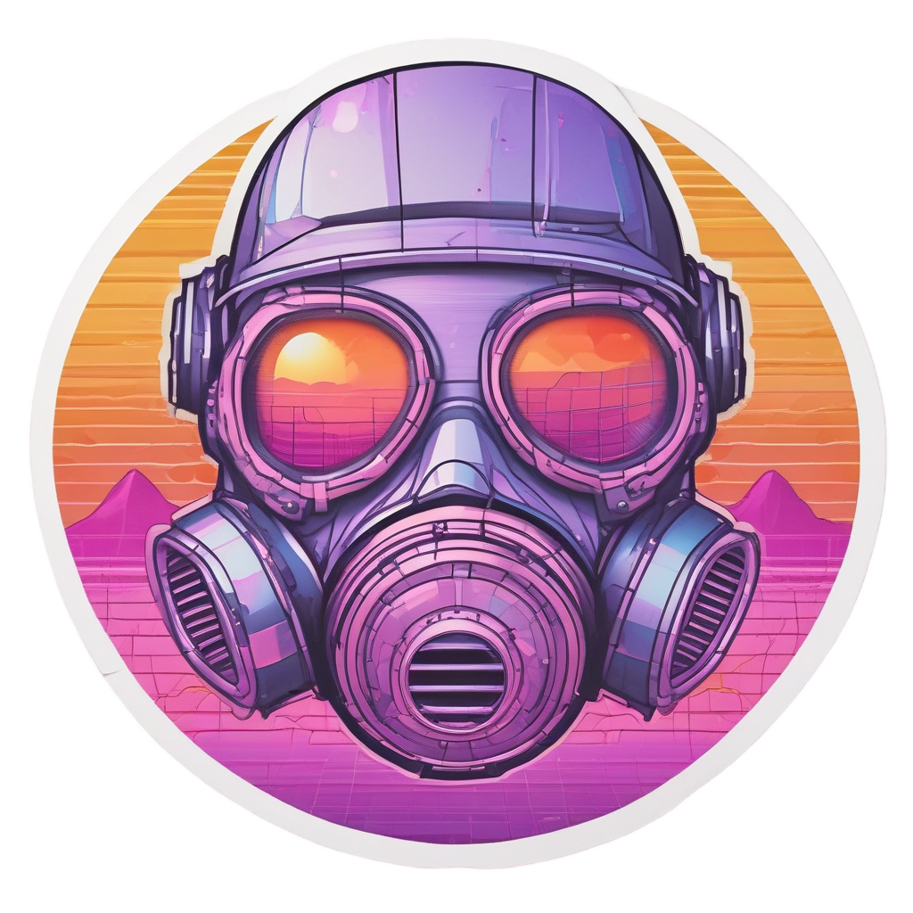 Vaporwave Sunset Lens — gas mask stickers