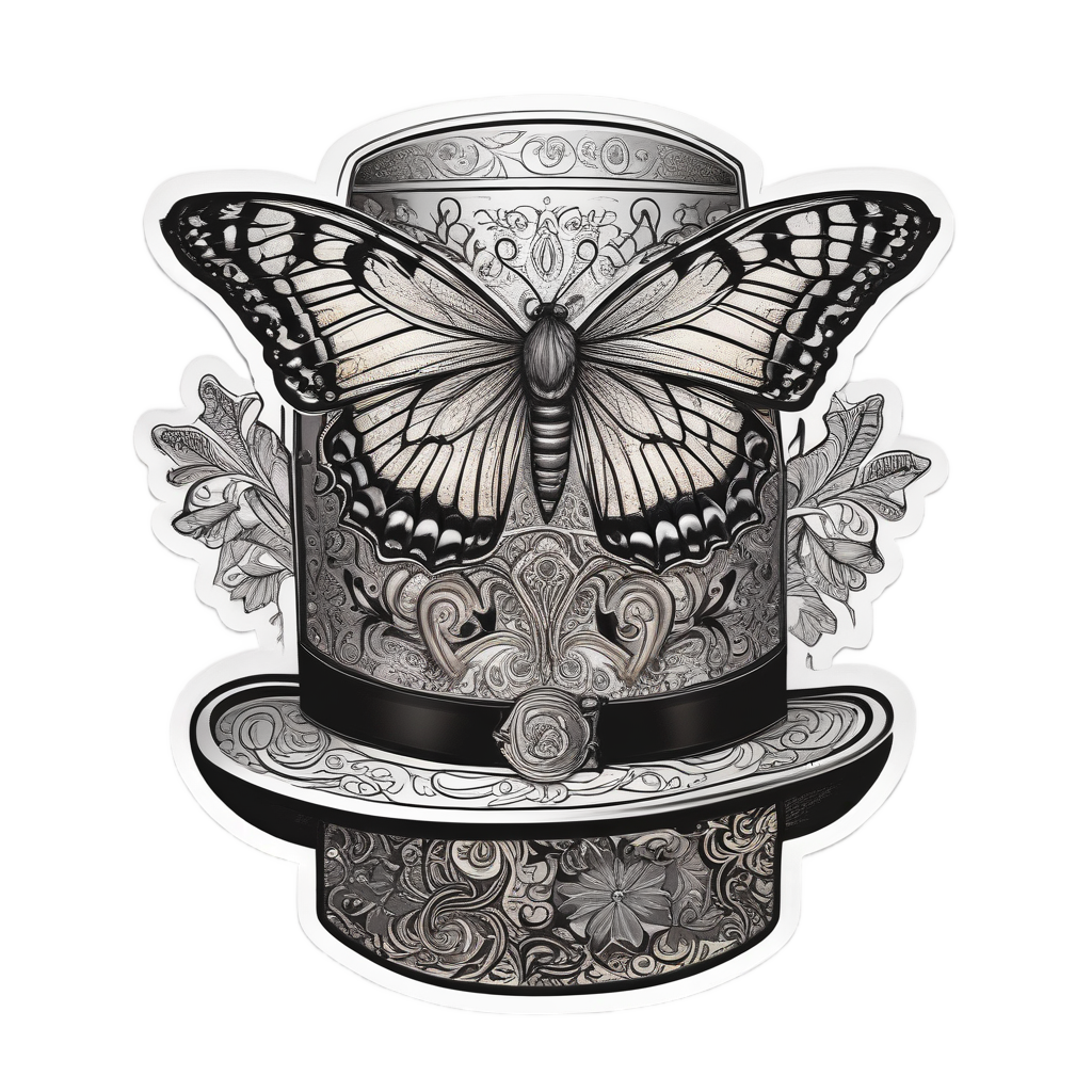 Victorian Top Hat Dancer — fine-line flash stickers