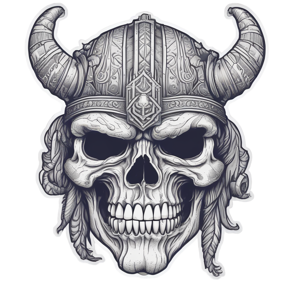 Viking Skull with Helm — skull & crossbones stickers