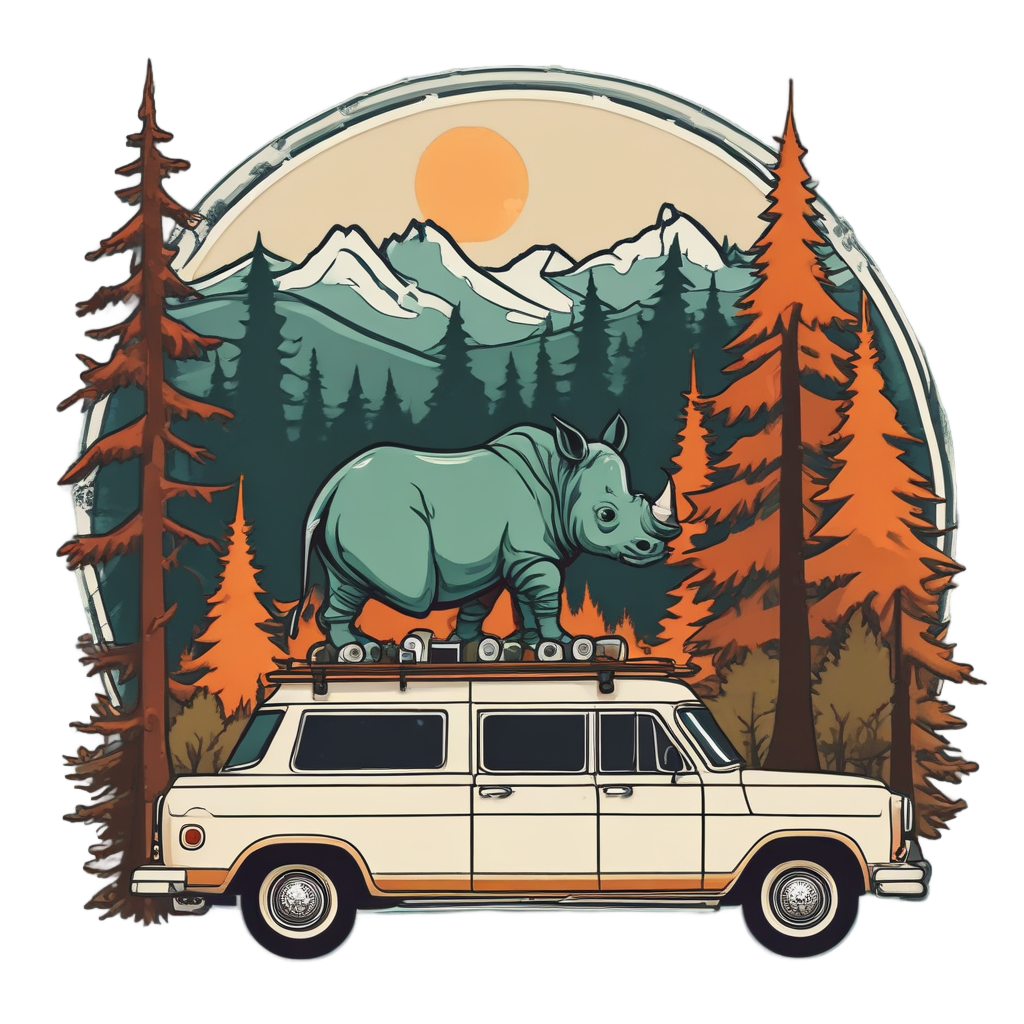 Vintage Camper Rhino — safari nursery stickers