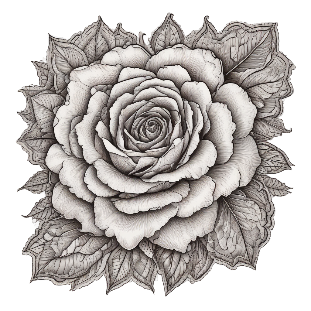 Vintage Romance Rose — fine-line flash stickers