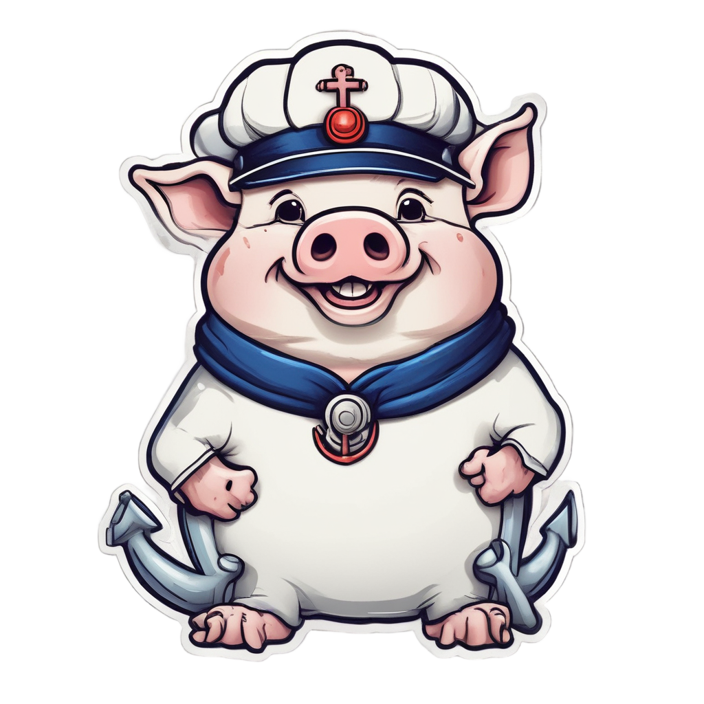 Vintage Sailor Pig — farm animals stickers