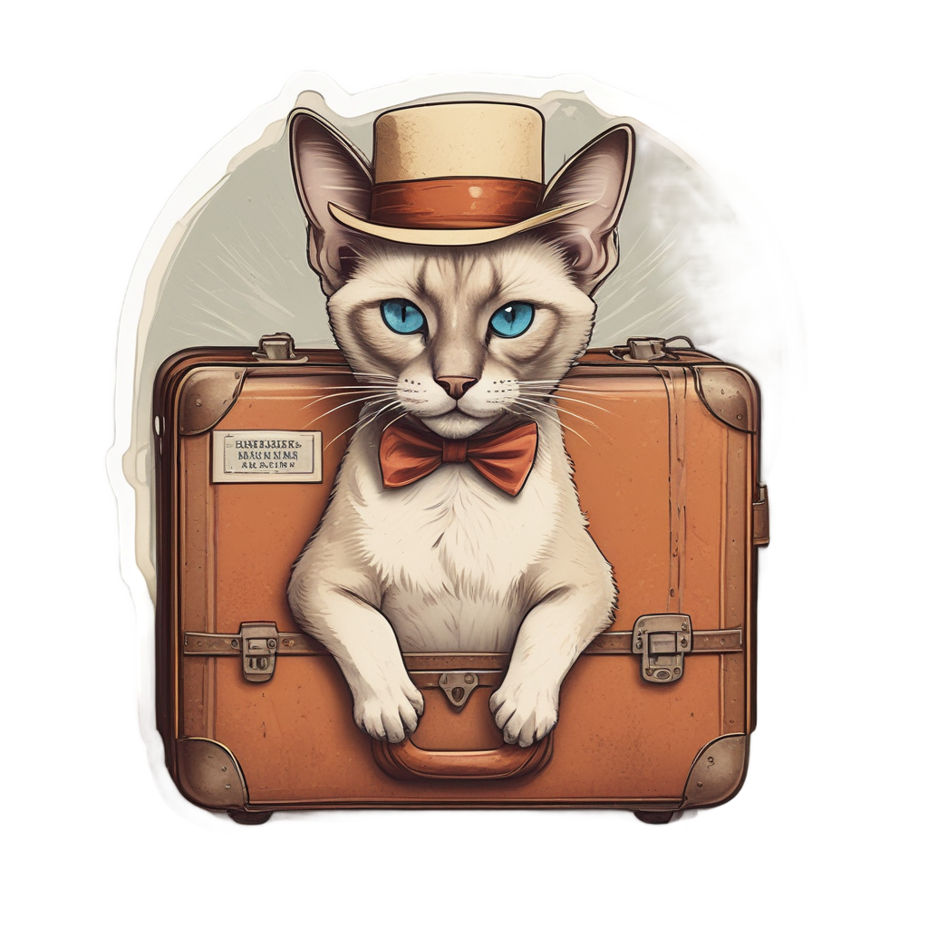 Vintage Siamese Traveler — cats stickers