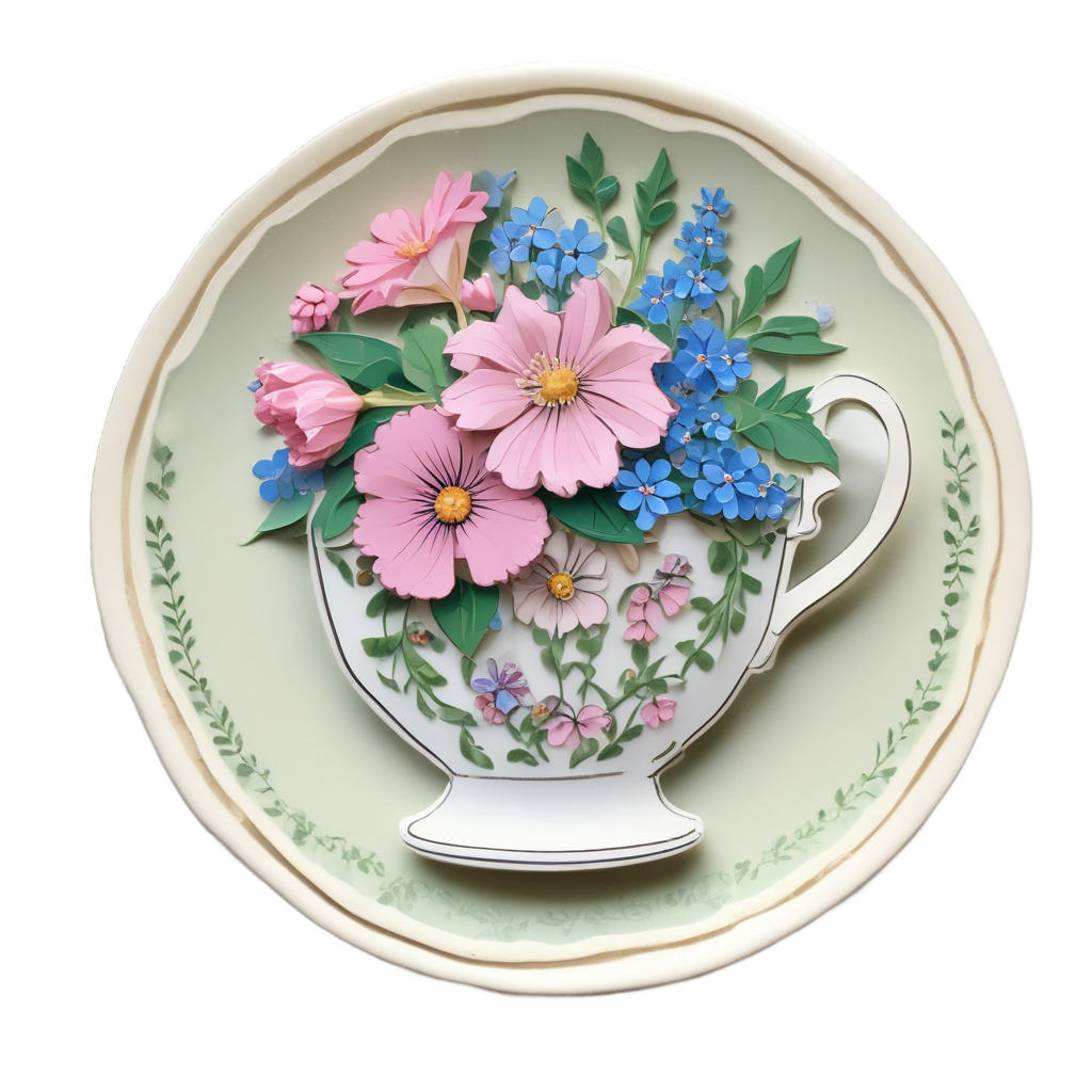 Vintage Teacup Treasures — wildflowers stickers