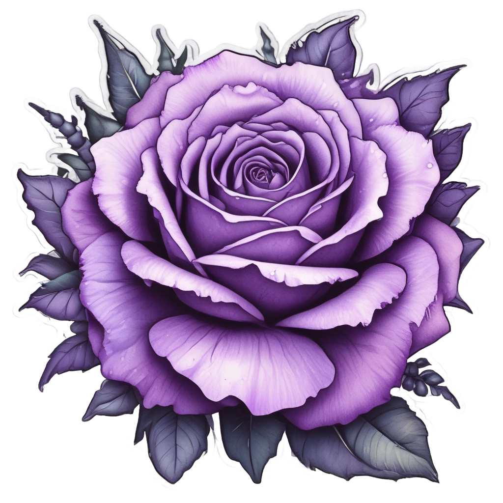Violet Thorned Rose — witchy & occult stickers