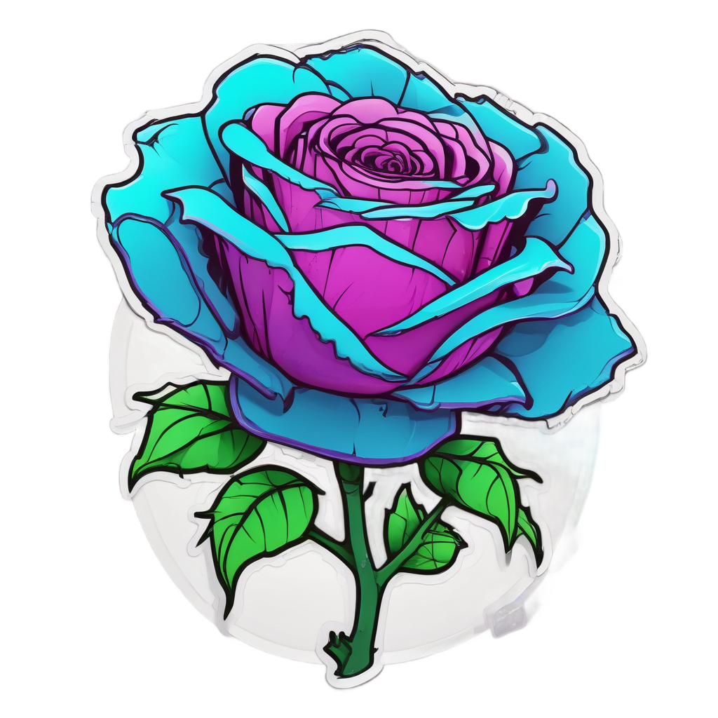Violet Thorns Electric Rose — gothic botanical stickers