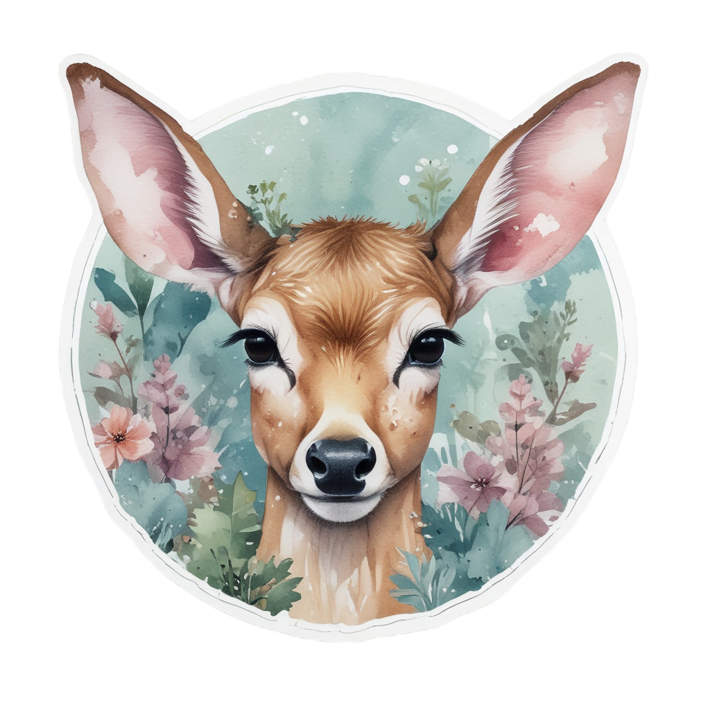 Watercolor Fawn Cameo — tactical & outdoor stickers