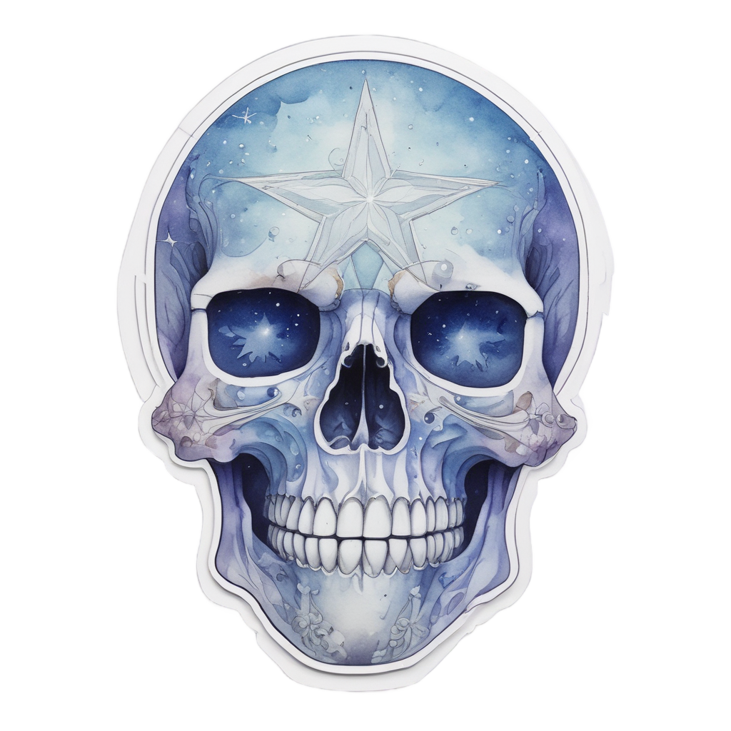 Watercolor Star Skull — celestial stickers