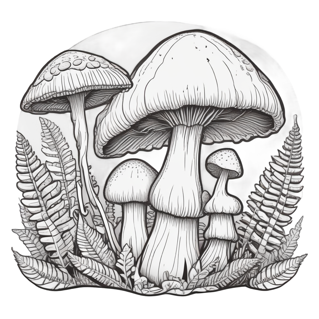 Waving Fern Mushroom Pair — woodland nursery stickers
