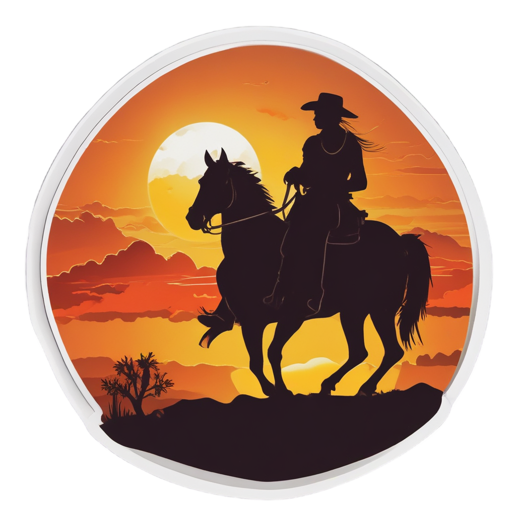 Western Sunset Ride — farm animals stickers