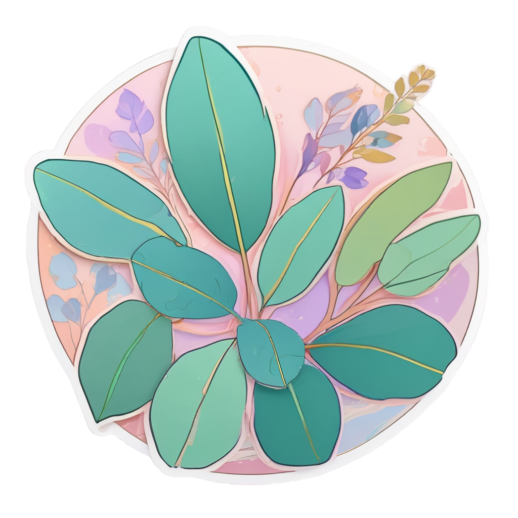 Whimsical Eucalyptus Sprig Dance — line botanical stickers